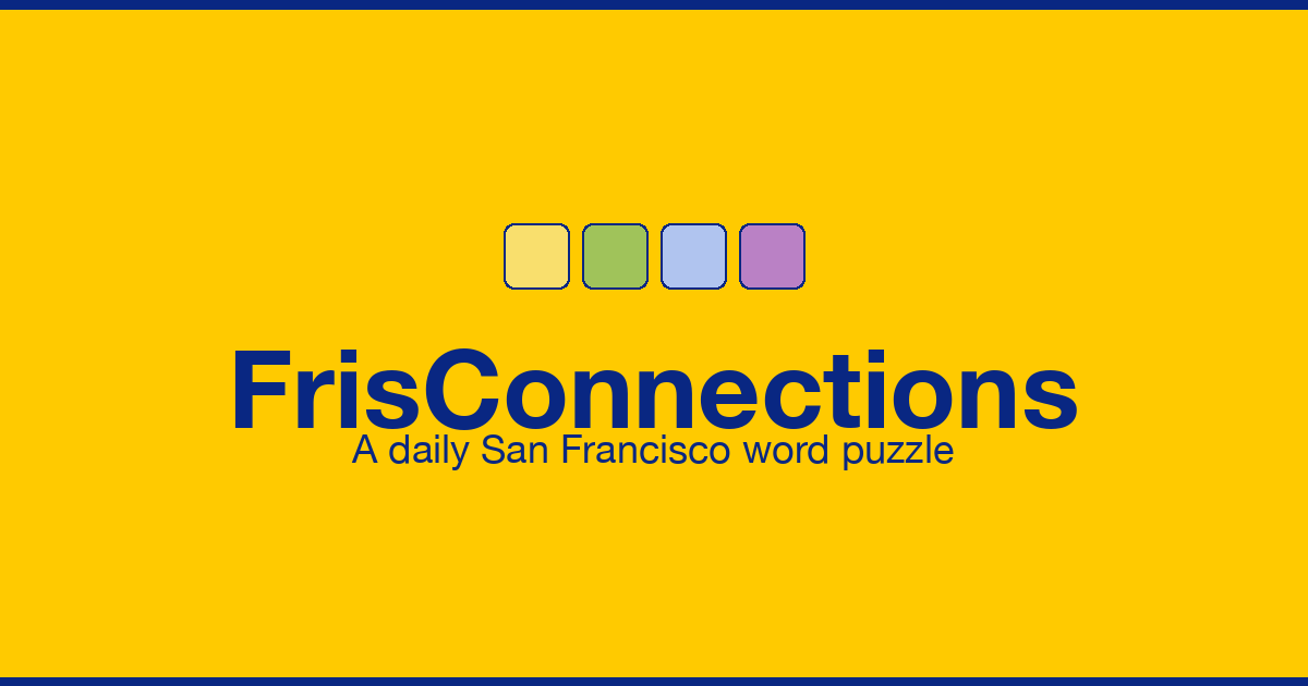 FrisConnections daily puzzle with 16 San Francisco-themed words